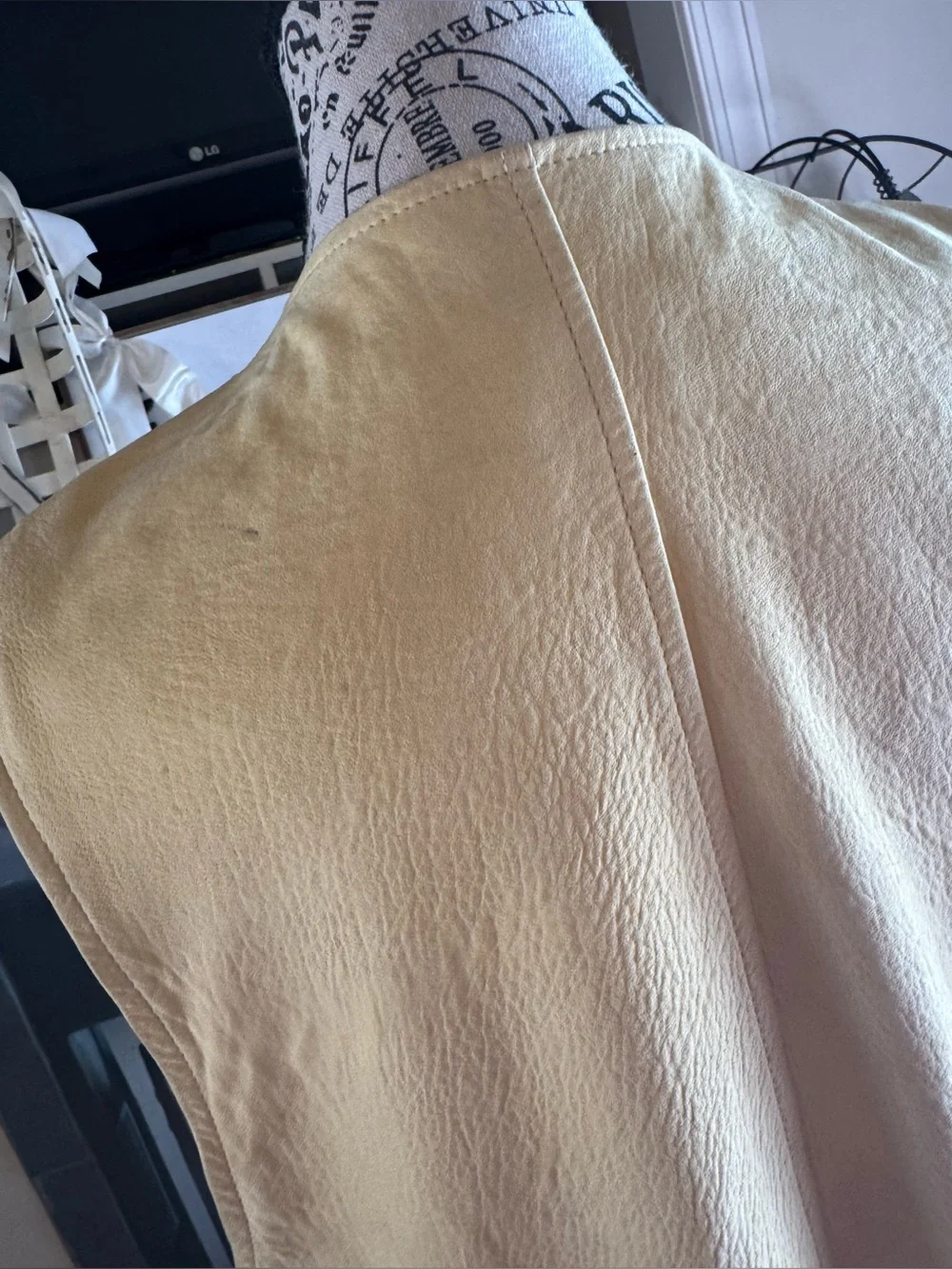 90s Vintage Banana Republic Yellow Leather Safari Vest Brown Satin Lining Small